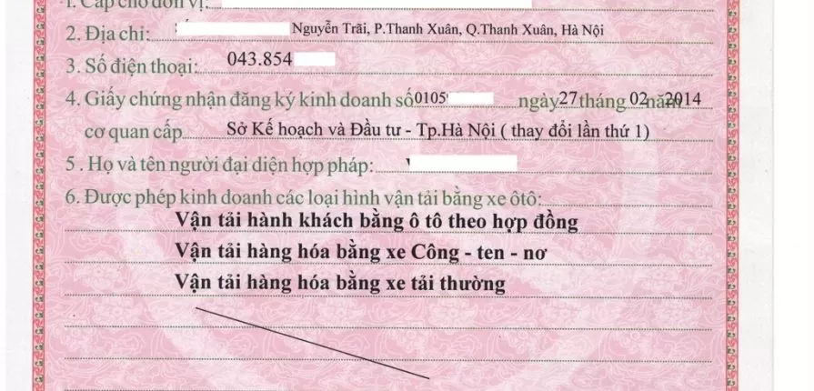Giấy phép kinh doanh vận tải