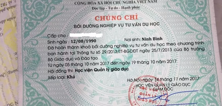 Chứng chỉ bồi dưỡng nghiệp vụ tư vấn du học Chứng chỉ bồi dưỡng nghiệp vụ tư vấn du học