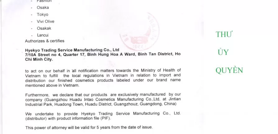 THƯ ỦY QUYỀN (POA)