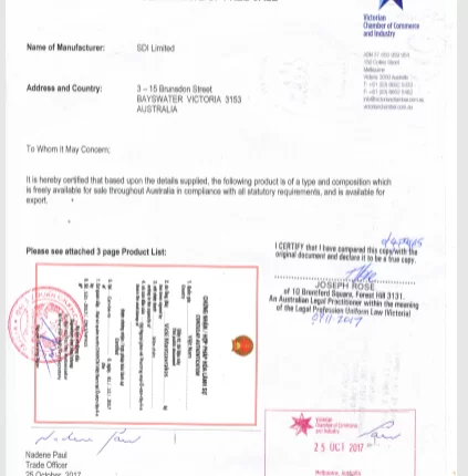 GIẤY CHỨNG NHẬN LƯU HÀNH TỰ DO (CFS)